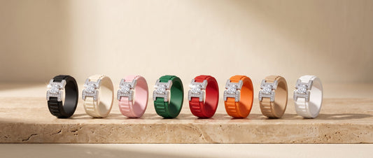 The PANTHEON Flex Ring in its eight band colors