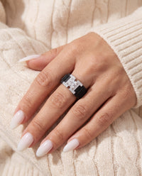 PANTHEON Flex Ring, Vesuvius Black band, worn by a woman